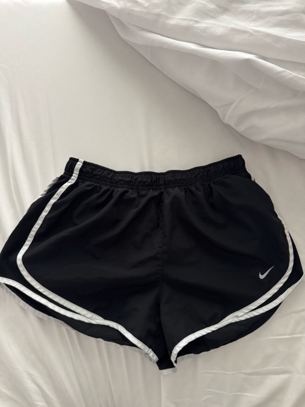 Nike Black Women's Athletic Shorts with White Piping